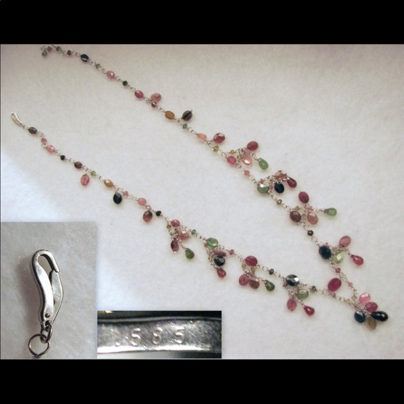 Vintage 14K WHITE GOLD tourmaline fringe necklace - Picture 5 of 5